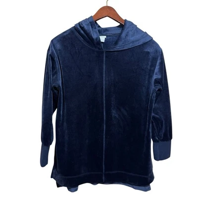 Chico's Zenergy Hoodie Women's 1 Med Long Sleeve Velour Pullover Sweatshirt Blue - Image 1 of 4