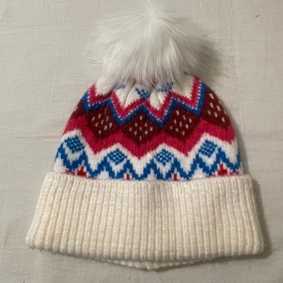 LOFT Fair Isle Pom Gorro Invierno Tejido Gorra Colorido Mujer Cálido Foto 1 de 3