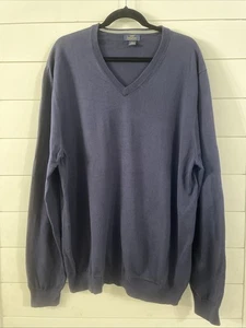 Brooks Brothers Men's 2XL 100% Supima Cotton V-Neck Sweater Navy Blue - Picture 1 of 7