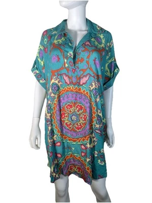 金色和银色巴黎连衣裙,尺寸 TU/OS 花卉波西米亚刺绣串珠长衫印度 — 第 1/4 张图片