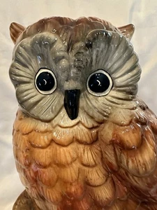 Vintage 1981 Atlantic Mold Large 12”Ceramic Owl Figurine Décor - Picture 1 of 19