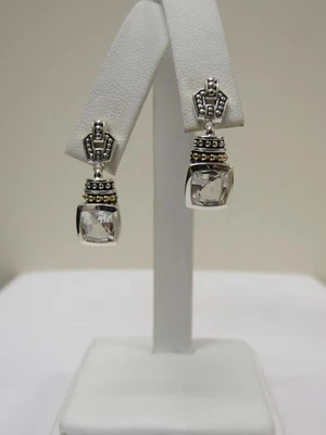 Pendientes colgantes de topacio blanco Rittenhouse de plata de ley de 18 quilates de diseñador LAGOS Foto 1 de 4