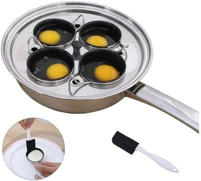 4 Cups Egg Poacher Pan - Stainless Steel Poached Egg Cooker – Induction Cookt... - Image 1 of 4
