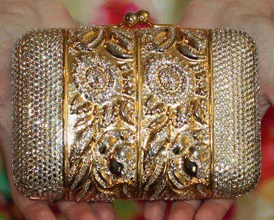 Judith Leiber SWAROVSKI CRYSTAL ROSE DAISY FLOWER FLORAL Clutch Shoulder Bag - Image 1 of 4