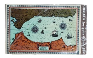 Decal Old World Map Maris Mediterranei Sticker Decor Easy To Use 7 7/8 x 12 Inch - Picture 1 of 6