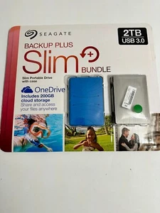 Seagate Backup Plus Slim Bundle 2TB USB 3.0 Premium Metal Edition Rescue Service - Afbeelding 1 van 4