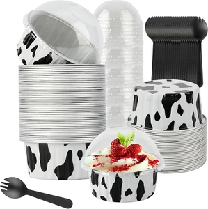 Aluminum Foil Baking Cups with Lids, BAKINGPAK 50PCS 4OZ Disposable Ramekins wit - Picture 1 of 12