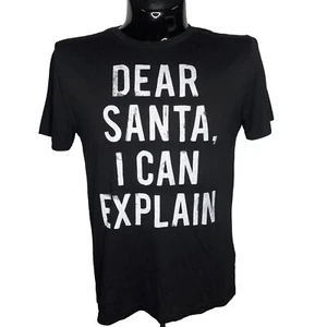 Santa I Can Explain Mens T-Shirt Christmas Funny Medium Black Cotton Tee S/S - Picture 1 of 8