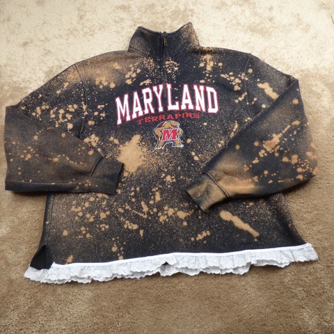 Maryland Terrapins Sweater Women Large BrownPullover Sweatshirt Ladies Top Mock Cover