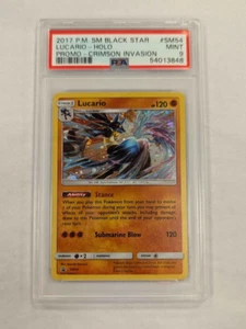 Pokemon Crimson Invasion SM 2017 Black Star Promo Lucario Holo SM54 PSA 9 - Imagen 1 de 2