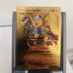 Pokemon Thor I Horchu Tag Team ( Pikachu And Thor ) GX NM Gold Foil Fan Art 2024 - Picture 1 of 2