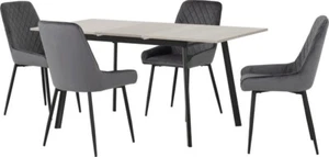AVERY EXTENDING DINING SET WITH 4 AVERY GREY VELVET CHAIRS - Picture 1 of 12