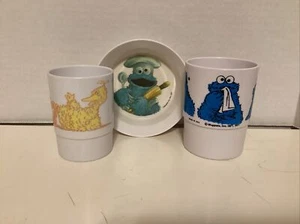 1977 national home products, VTG Muppets Dishes, Cookie Monster, Bowl, Cups - Picture 1 of 2