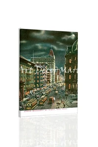 Lower Broadway por la noche - - ARTE DE PARED DE LIENZO O IMPRESIÓN - Imagen 1 de 3