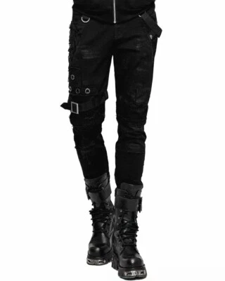 Pantalones de mezclilla Punk Rave Dieselpunk para hombre Steampunk Techwear Bondage correas pantalones Foto 1 de 4