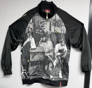 Stash House Jacket Full Zip Men 3 XL vtg 90s black gray gold accents - Picture 1 of 24
