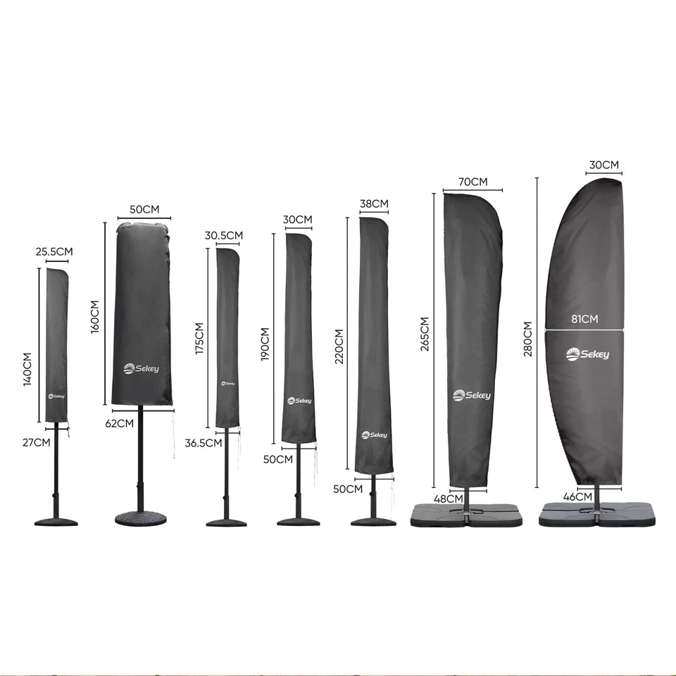 SEKEY Sonnenschirm Schutzhülle Wasserdicht Abdeckhaube Schutzhaube, Dunkelgrau