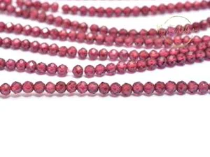 2 Strand Red Garnet Faceted Round Shape Gemstone 3MM 12" Beads Jewelry Making - Picture 1 of 9