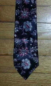 Corbata Lord Ascot Floral Negra Rosa Tostada Azul Teal Flor Diseño Nueva en Caja t3346  - Imagen 1 de 4