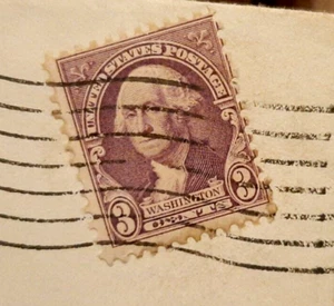 SELLO POSTAL PÚRPURA IZQUIERDO GEORGE WASHINGTON 3 CENTAVOS 1934 (#9) - Imagen 1 de 4