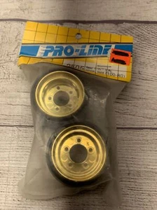 VINTAGE Proline 2505 REAR 1-1/2 3 PC WHEEL GOLD 100-RG RC10 KYOSHO TAMIYA Boxc4 - Picture 1 of 3