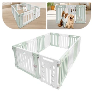 103*136*65cm Green Snap-in Dog Playpen Dog Playpen With Door Pet Safety Fence - Picture 1 of 16
