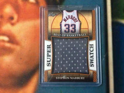 STEPHON MARBURY 2017 LEAF SUPER SWATCH JUMBO GAME USED WORN JERSEY #03/30 - Image 1 of 3