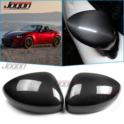 Carbon Rear Side Mirror Cover Caps For Mazda MX-5 Miata Roadster 2016-2024 ND RF - Image 1 of 4