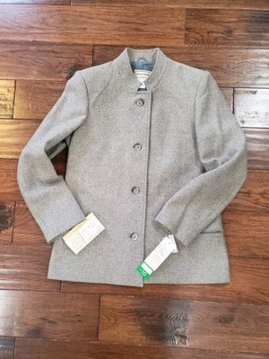 Винтажный 80-х женщин серый шерсти смесь Blazer куртка на пуговицах размер маленький (10) новый с Ярлыками - Изображение 1 из 4