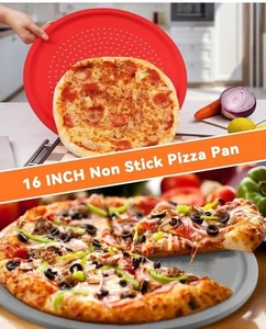 Padella Pizza con Fori 16” Confezione da 2 Vassoio Silicone Antiaderente per Pizza per Forno, Padella Pizza - Foto 1 di 9