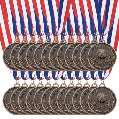 24 Pieces Bronze Winner Award Medals Metal with Neck Ribbon Foto 1 de 4