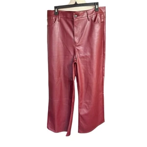 Joes Wide Leg Burgundy Pants Faux Leather Women's Sz 33 City  - Picture 1 of 9