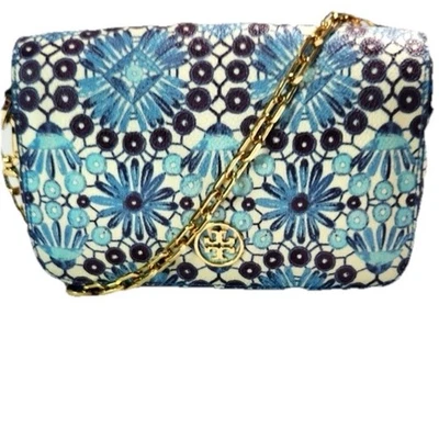 Кожаная сумка через плечо Tory Burch модель Bahama Castillo Robinson цвет синий - Изображение 1 из 4