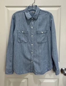 Faherty Damen Größe Small bewährtes Chambray-Shirt aus Leinenmischung indigofärbt - Bild 1 von 8