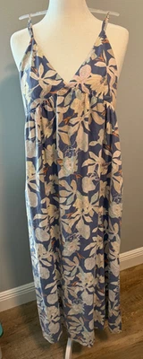 Patagonia Women's Blue Maxi Dress w/Floral Print Pataloha Strappy w/2pkts-Sz XS - Image 1 of 4