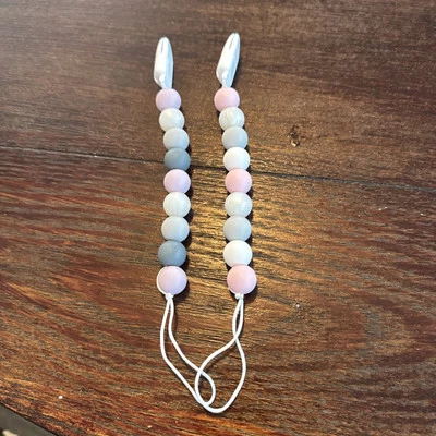 2 Pcs Baby Pacifier Clips Silicone One Piece Beads Pacifier Strap Leash Hold NY9 - Image 1 of 3