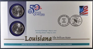 2002 Louisiana US Mint Official Commemorative States Quarter First Day Cover - Picture 1 of 2