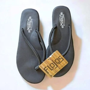 Flojos Women's Flip Flops Feelin' the Island Vibes Fiesta Lite 6 NWT Black Light - Picture 1 of 5