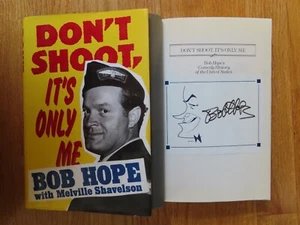 American Comedian BOB HOPE signed DON'T SHOOT IT'S ONLY ME 1990 Book PLATE COA - Picture 1 of 3