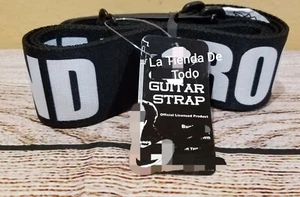 BLACK SOFT FLEXIBLE NYLON GUITAR STRAP WITH NY STATE CITY NAMES READ - Picture 1 of 4
