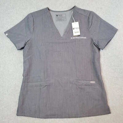 Figs Casma Scrub Top Size Med M Short Sleeve V-Neck Gray 3 Pocket with LOGO* NEW - Image 1 of 4