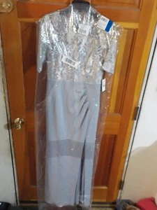 NEU mit Etikett "Kleid Brautmutter/Bräutigam" Größe 6, grau/blau & silber, wunderschön - Bild 1 von 10
