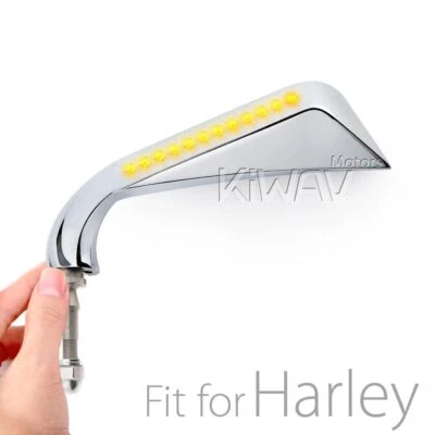 KiWAV mirror AXE chrome 12LED turn signals fits Harley Davidson Street 550/750 - Image 1 of 4