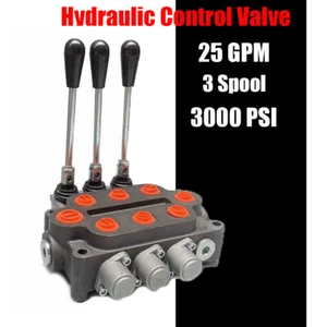 Divisor de troncos de válvula de control hidráulico de 25 GPM 3 carretes tractores cargadores 3000 PSI - Imagen 1 de 10