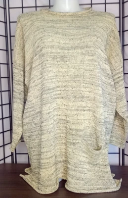FLAX Pale Yellow & Gray Sweater, Plus, sz Generous - Image 1 of 4