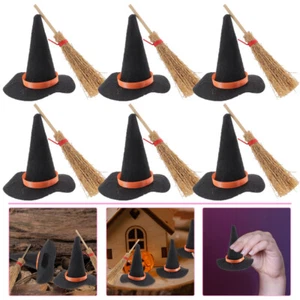 12 Pcs Witch Hat Small Broom Minuature Hats and Brooms Mini Decor Baby - Picture 1 of 12