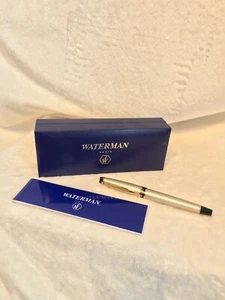 NEU IN BOX WATERMAN STIFT, Matt Satin Hellsilber mit Goldrand, Tintenroller - Bild 1 von 12