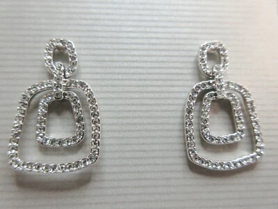 NEW Nadri Rhodium plated CZ crystals Doorknocker geometric earrings - Image 1 of 4