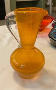 Small Orange Glass Vase with Gold Speckles Leftons Japan - Picture 1 of 3
