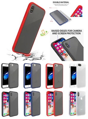 For iPhone XS Max XR X 7 8 6 Plus Hybrid Rubber TPU Shockproof Case Frost Cover - Image 1 of 4